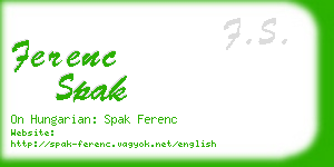 ferenc spak business card